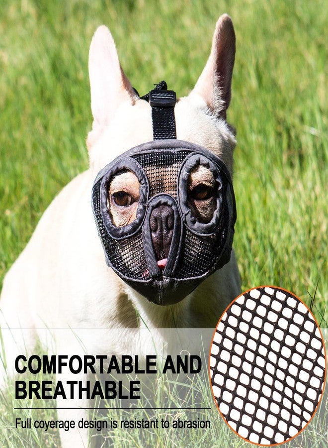 JYHY Short Snout Dog Muzzles- Bulldog Muzzle Breathable Mesh Dog Mask for Biting Chewing Training Licking Grooming (Black, L（Head 15.1-25") - Image 4